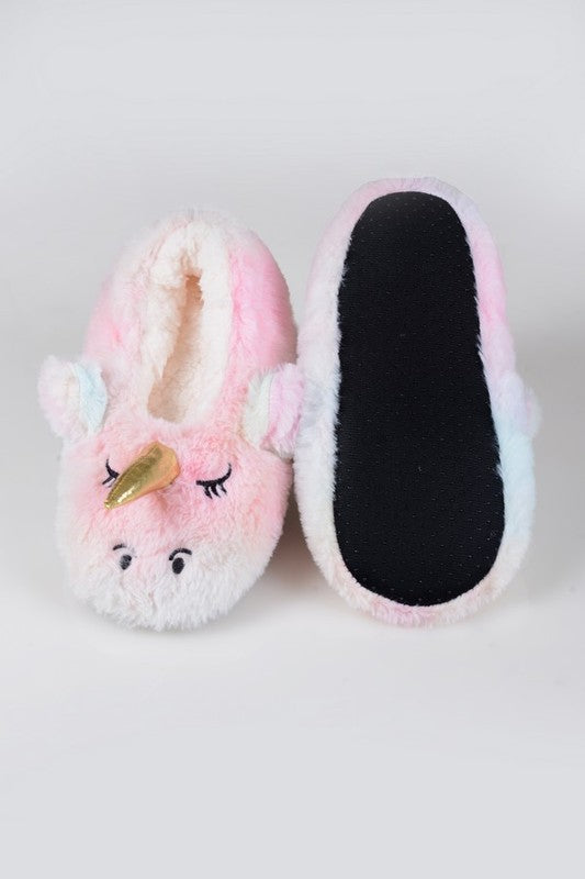 Fuzzy Unicorn Rainbow Dyed Slippers