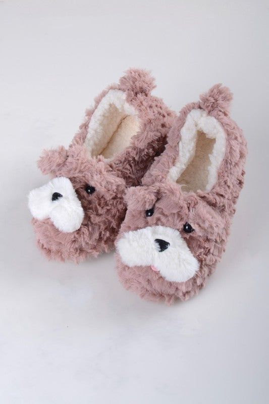 Furry Dog Faux Sherpa Slippers