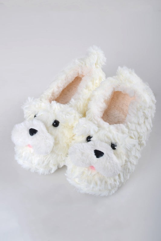 Furry Dog Faux Sherpa Slippers