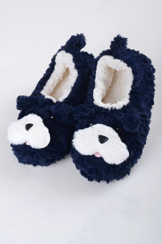 Furry Dog Faux Sherpa Slippers