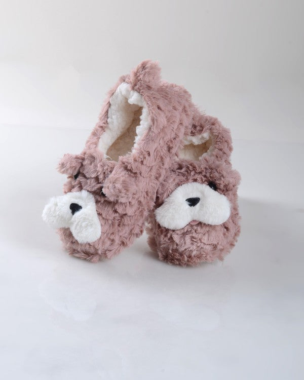 Furry Dog Faux Sherpa Slippers