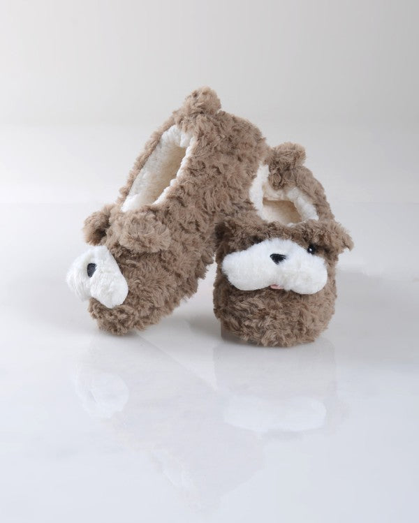 Furry Dog Faux Sherpa Slippers